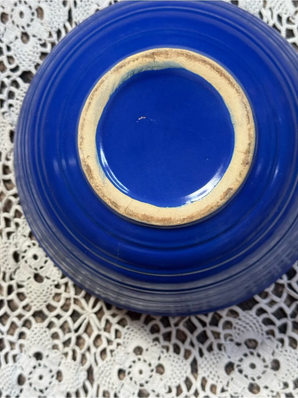 Vintage Blue Ceramic Mixing Bowl - Deep Cobalt Finish